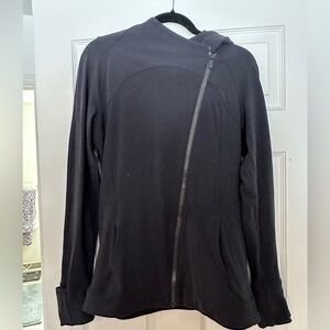 Lululemon Black Asymmetrical Zip Jacket Hoodie sz 10